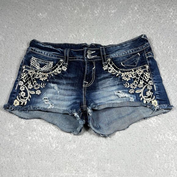 Vigoss Chelsea Short Womens 9 Embellished Distressed Cut Off Shorts Western - Picture 1 of 13